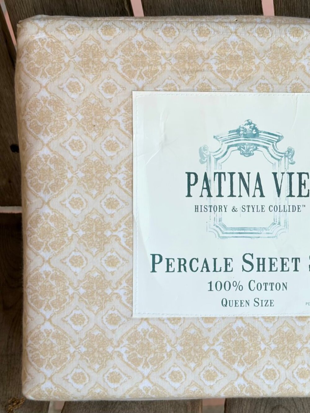 Patina Vie 100% Cotton Queen Size Floral Sheet Set FLOWERING CENTER - TAUPE